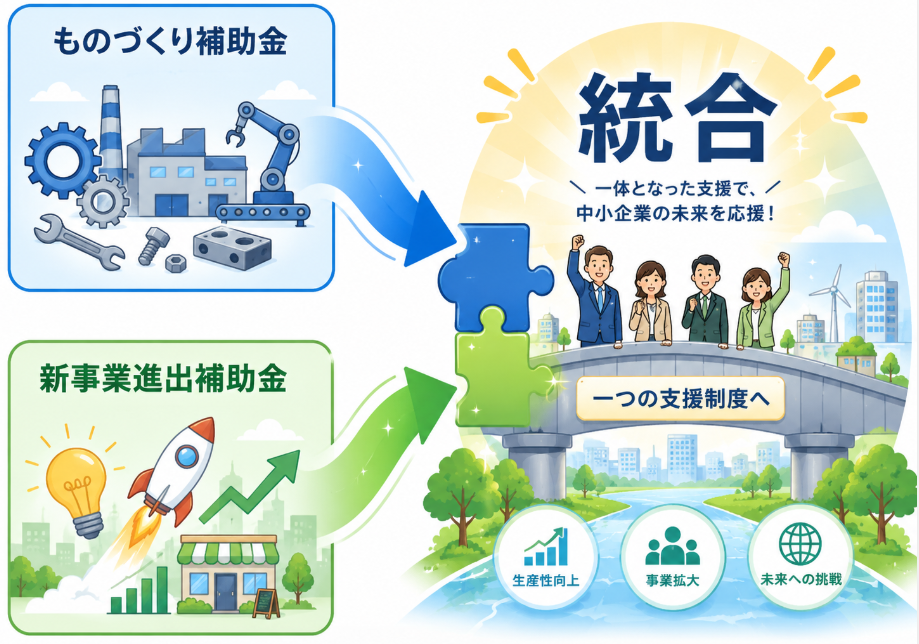 ものづくり補助金と新事業進出補助金の統合　行政書士中村光男事務所